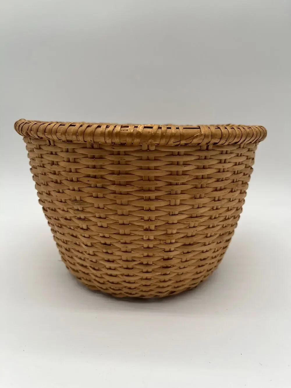Vintage Tapered Design Decorative Storage Light Brown Wicker Basket - No Lid